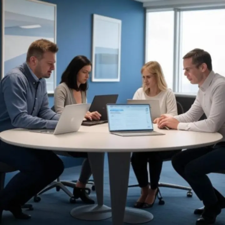 Équipe FR Jeux Online travaillant dans un bureau moderne et organisé